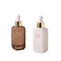 Luxury 50ml Flat Amber Frosted Glass Dropper Bottle Rounded Corner Plastic Caps Cosmetic Essential Oil Packaging Container
