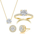 OAHLAN 3pcs Set Jewelry Wholesale 925 Silver Wedding Jewelry Set 14K Plated Earring Ring Necklace 5A Cubic Zircon Jewelry Women