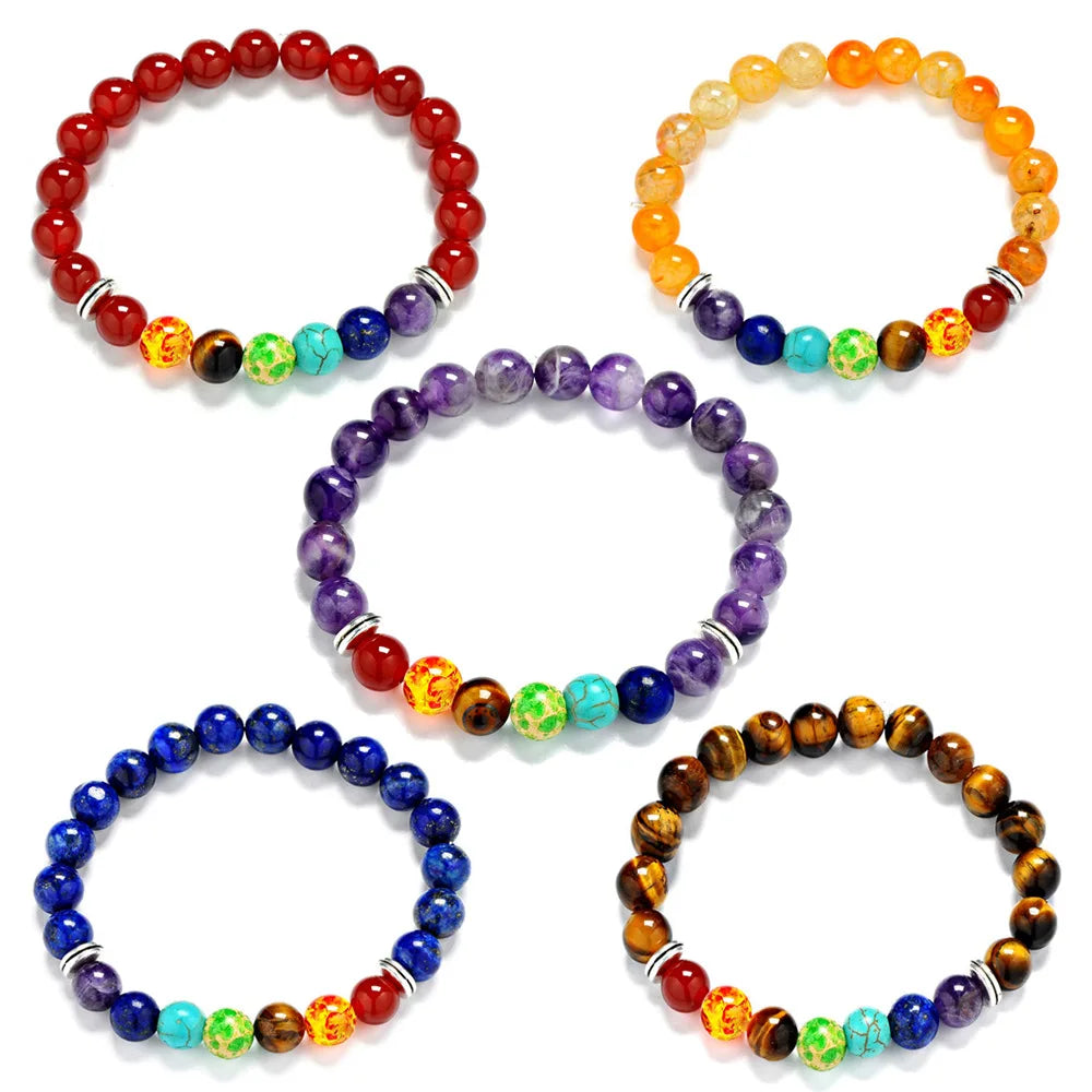 Men's Spiritual Energy Bracelet Reiki Chakra Beads Feishui Yoga Gemstone Wedding Diamond Agate Birthstone Amethyst Bride