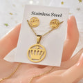 New Stainless Steel Jewelry 18k Gold Necklace Pendant and Studs Earrings Jewelry Sets