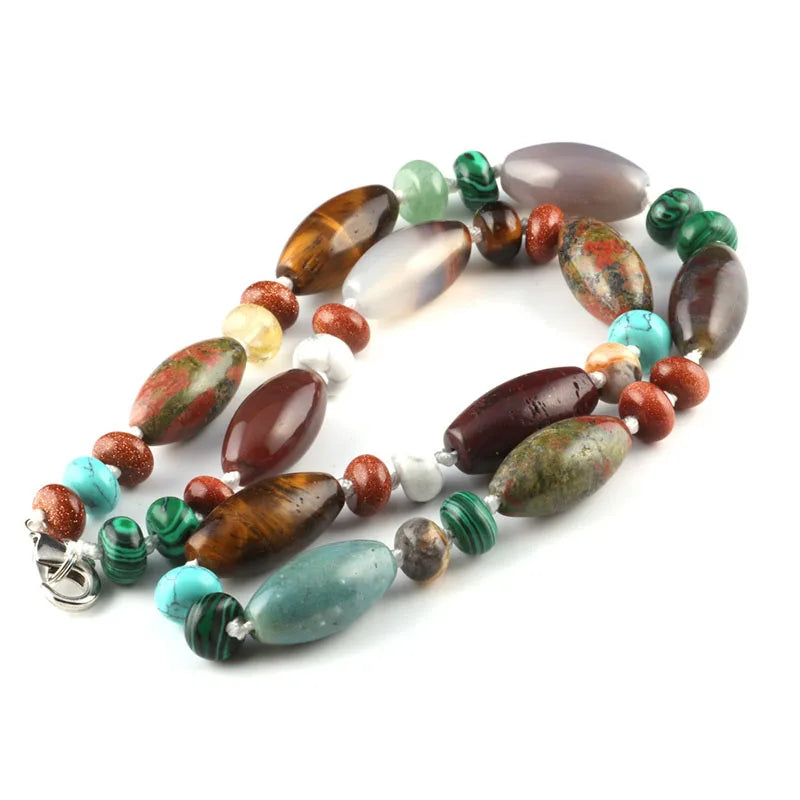 Selling Well Wholesale Cheap Rice Necklaces Jewelry Gemstone Necklace With Alloy Findings Rondelle Spacer