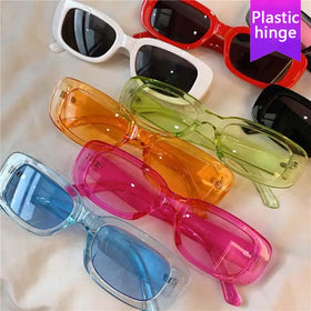 9074 2024 Ins Vintage New Small Rectangle Custom Logo Shades Colorful Fashion Sunglasses Shot Street Sun Glasses