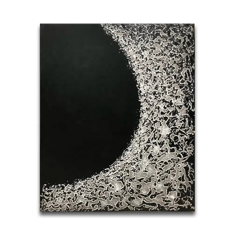 Black&White Modern Hotel Wall Decor Custom-made Abstract Hand Printed Thick Texture Acrylic Paintings
