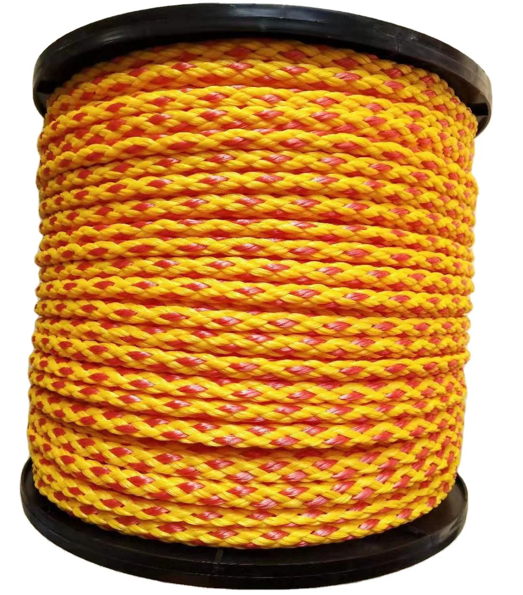 Yellow & Red 8mm PE Hollow Braid Rope 8 Strands Ski Braided Polyethylene Packaging Rope