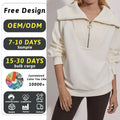 Wholesale Custom Logo Adjustable Half Zip Pullover Oversized Rib With High Turn Down Collar Hoop Zipper Hoodie Women Sweatshirt