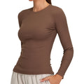Women's Long Sleeve Comfort Compression Yoga T-Shirt Quick Dry Ribbed Soft Breathable Lightweight Solid Pattern Active Use OEM