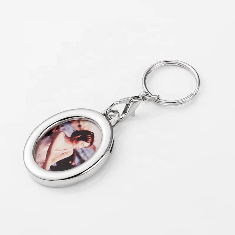 In Stock Blank Oval Silver Sublimation Keychain for Cheap Photo Custom Keychains