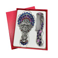 Retro Luxury Small Handheld Detangling Mirror Comb Set Portable Vintage Pocket Makeup Tools Metal Crafts Gift for Princess