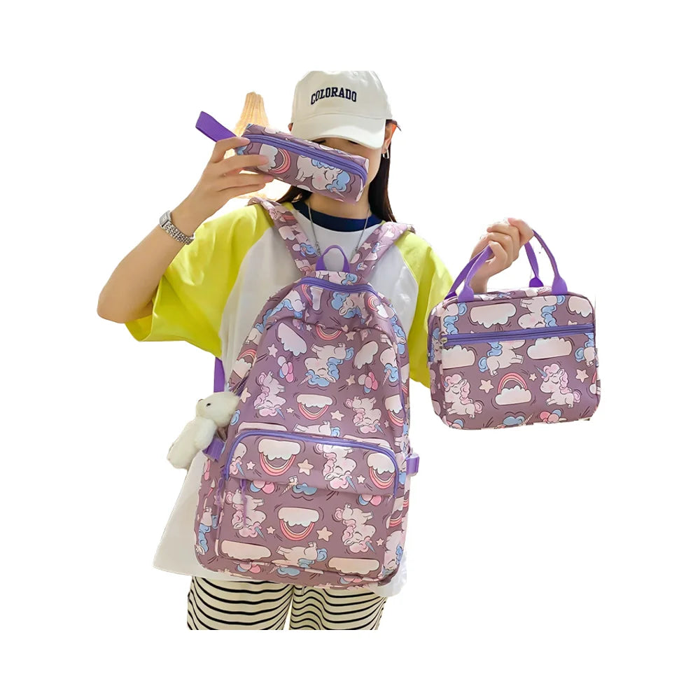 Wholesale Girls Waterproof Fashion Backpack Set Zipper Closure 20-36L Animal Prints Polyester Students Daily Use