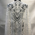 Luxury Embroidered White French Net Lace Fabric Beaded Bridal Lace With Sequins for Wedding Dress Sewing