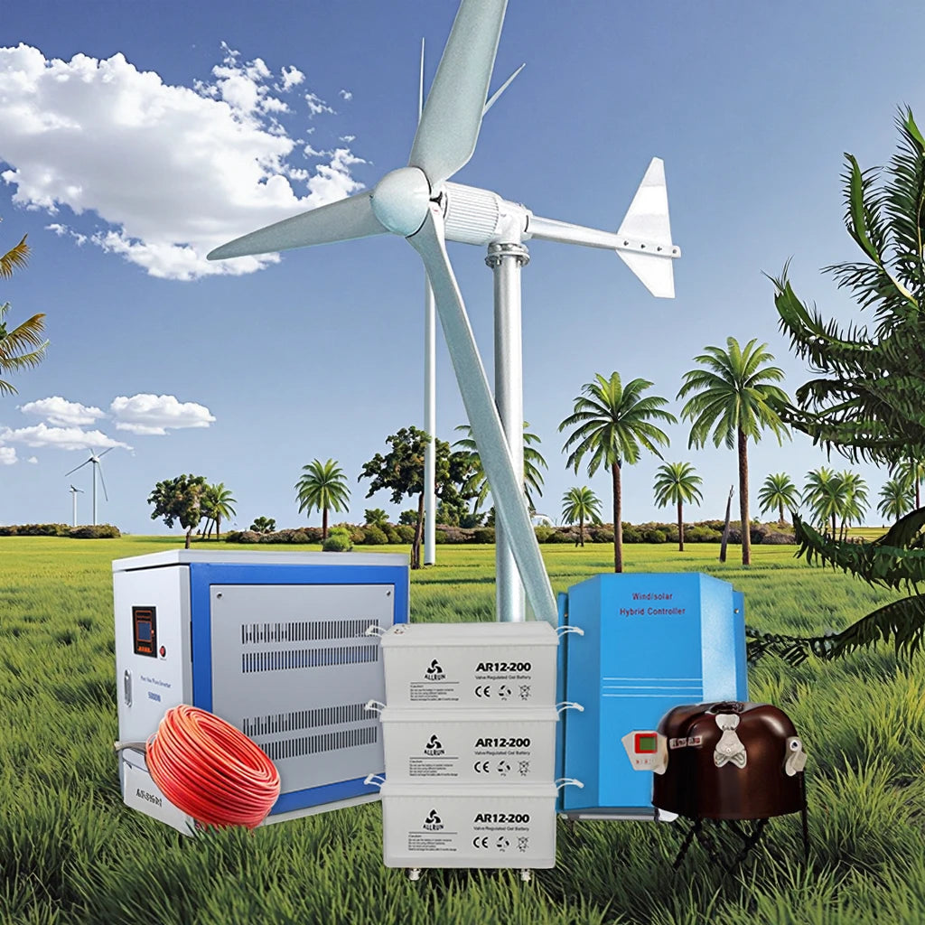 CE Certified Hybrid Off-Grid Wind Turbine System 48V 110V 220V 380V Complete 10kw 15KW 20KW Wind Generator Set 5000w Rated Power