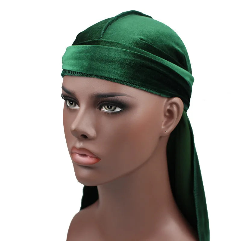 Hot Selling High Quality Multi Color Unisex Blank Black Blue Purple Red Long Tail Velvet Dorag Durag
