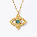 Creative 18K Gold Plated Stainless Steel Non-Tarnish Blue Zircon Link Chain Devil Eye Necklace Unisex