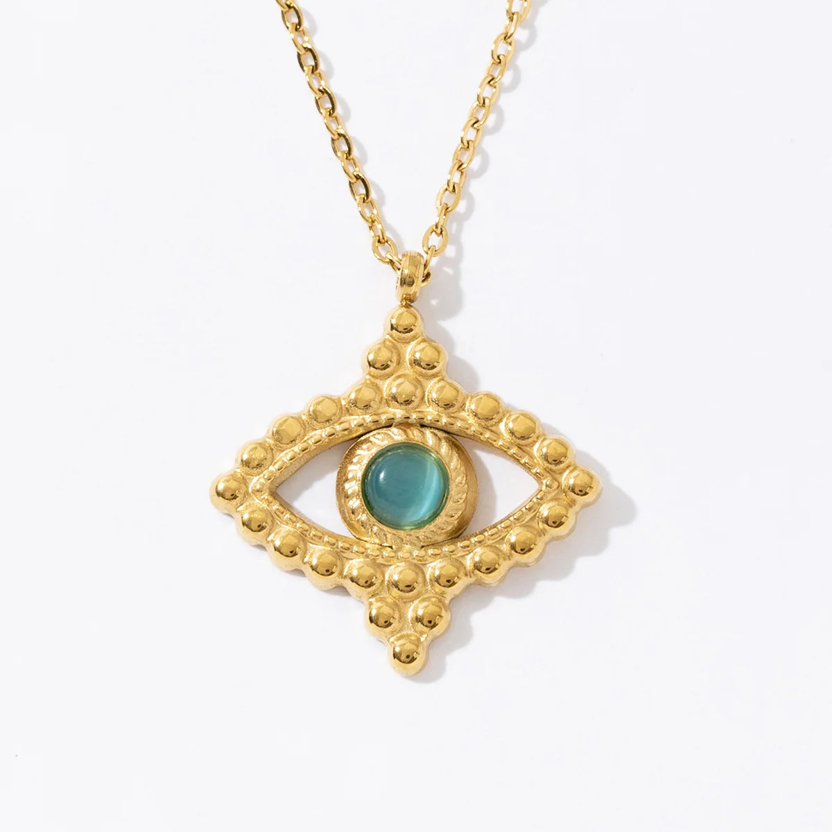 Creative 18K Gold Plated Stainless Steel Non-Tarnish Blue Zircon Link Chain Devil Eye Necklace Unisex