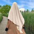Dubai Long Modest Kid Chiffon Short Layered Instant  Khimar Jazz 2 Layer Hijab Niqab Writing Muslim Clothing