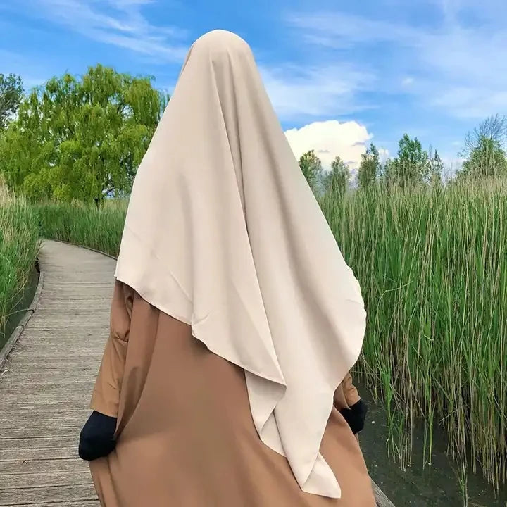 Dubai Long Modest Kid Chiffon Short Layered Instant  Khimar Jazz 2 Layer Hijab Niqab Writing Muslim Clothing