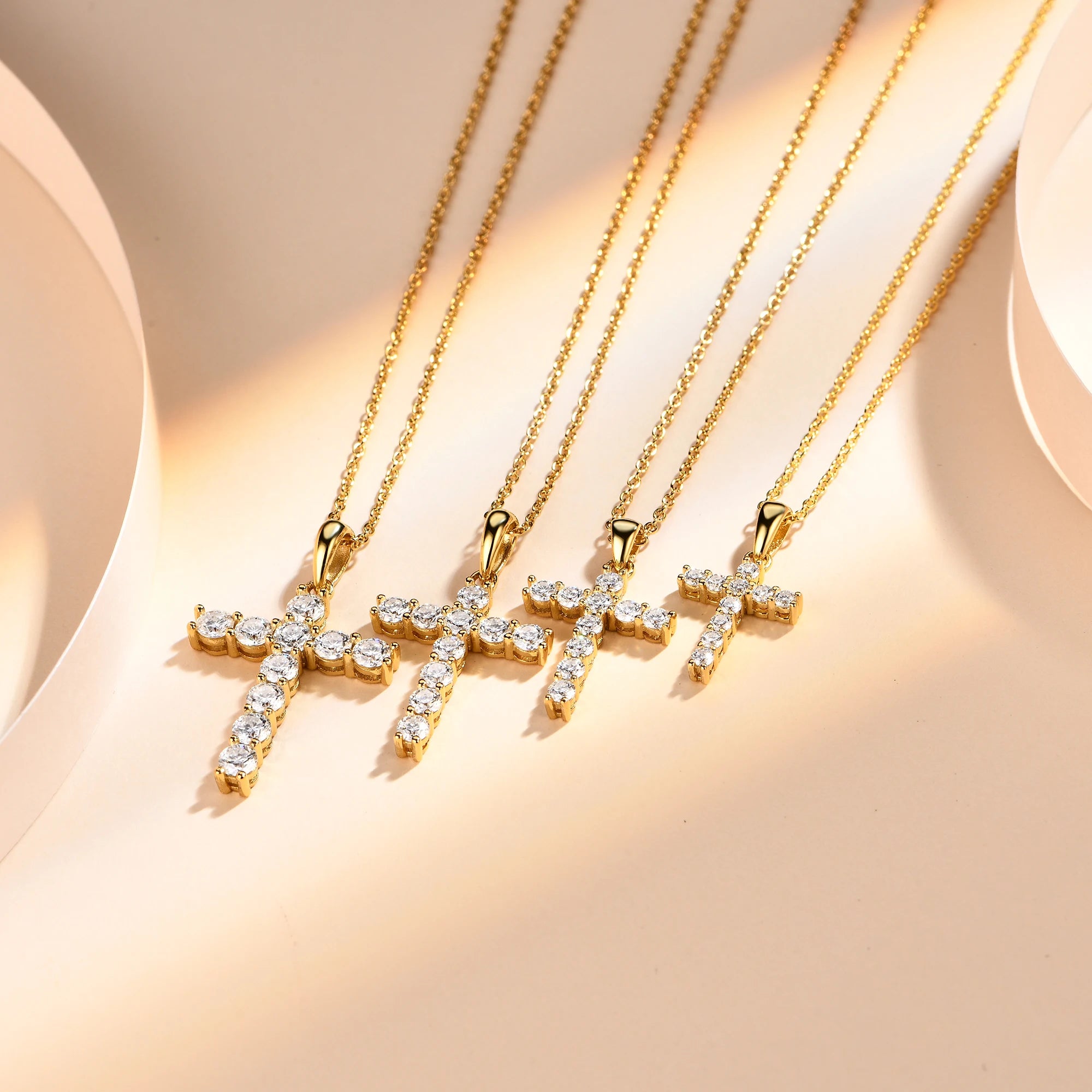 Fine Jewelry  Moissanite 18k Gold Plated Religious Crucifix Cross Key Chain Christian Craft Gift Pendant 925 Silver for Unisex