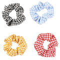 Korean Hair Elastic Band Plaid Fabric Satin Scrunchies Ponytail Holders Scrunchy Hair Ties Wholesale for Women