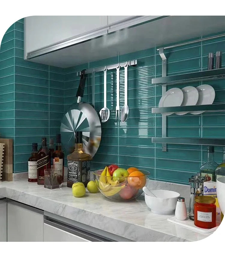 60X280 Mosaic Splashback Interior Washroom Glossy Dark Green Mosaic Subway Tile Rectangle Dark Green Brick Subway Wall Tiles