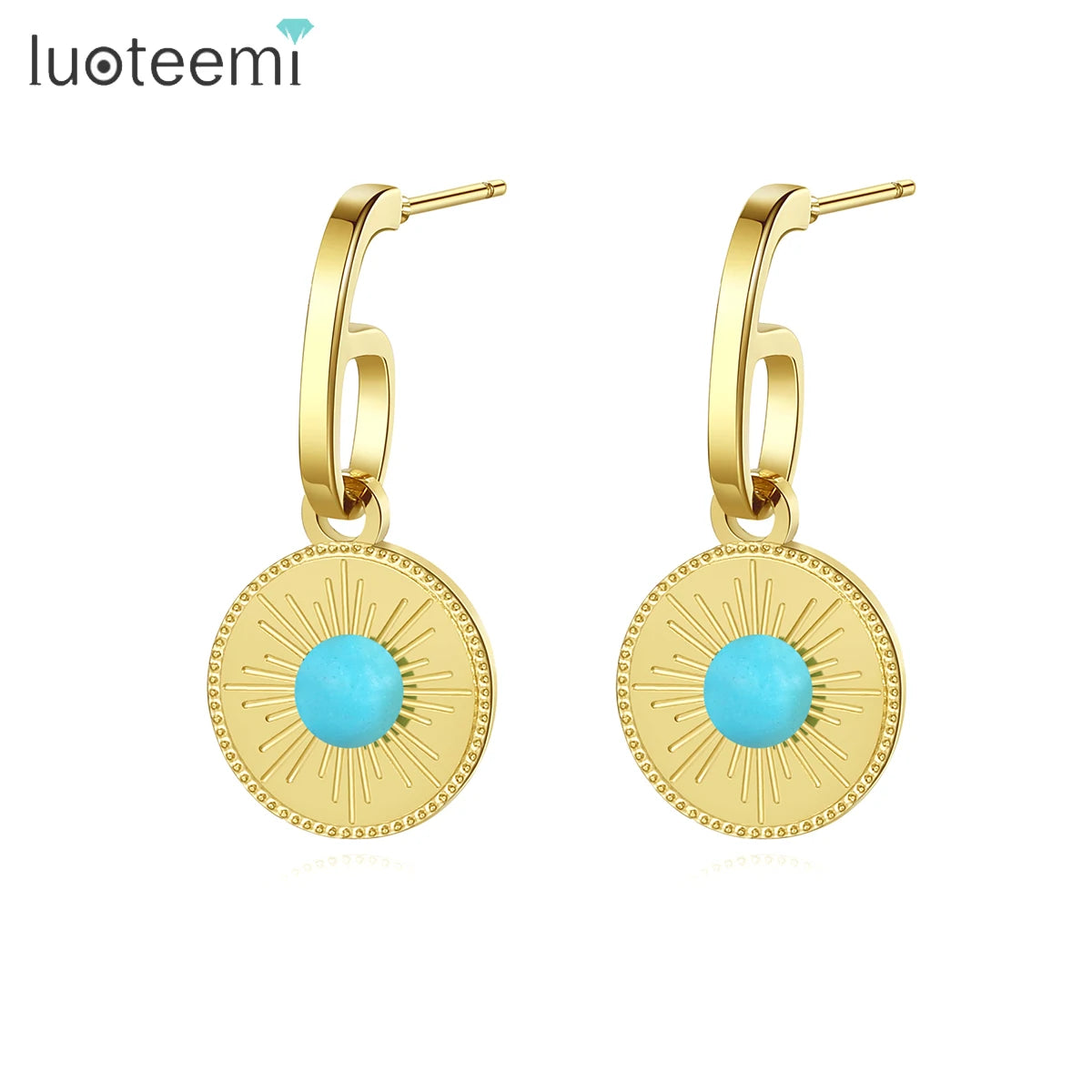 SP-LAM Huggie Hoop Gold Plated Woman Girl Elegant Earing Luxury Long Vintage Stainless Steel Earring