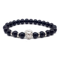 Custom Stainless Steel Lava Rock Beads Bracelet Animal Leopard Head Beaded Bracelet Gold Black Trendy Bracelet  for Women Men