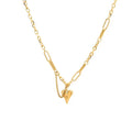 Japanese and Korean Small Peach Love Heart Tassel Necklace and Earrings Suite Stainless Steel 18K Gold Plating Two-Piece Jewelry