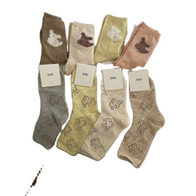 Youki Autumn and Winter Cloudy Dog Solid Color Polyester Cotton Comfortable and Breathable Cute Mid Tube Socks for Girls