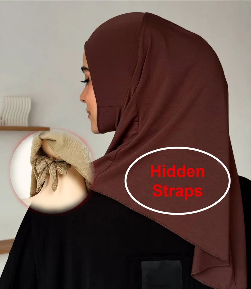 Solid Muslim Ladies Turban Soft Elastic Headscarf Middle Eastern Head Wraps Crystal Hemp Women Instant Hijab with Hidden Straps