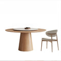 Nordic Luxury Solid Wood Rock Slab Top Modern Minimalist Round Dining Table Chairs Set with 6 Seats for Living Room & Hotel Use