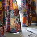 Bohemian Retro Ethnic Style Semi-Blackout Curtains Geometric Printed Grommet Curtains Woven Pocket Rope for Living Room Study