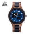 Fast Delivery KINGNOW Men's Multifunction Sports Wooden Wristwatch with Dual LED Display Automatic Date Week Quartz Movement Dropshipping