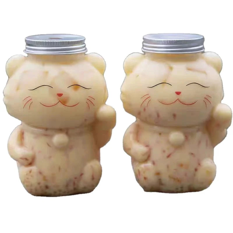 Hot Sale 350ml Food Grade PET Transparent Shape Beverage Juice Bottle With Aluminium Cap