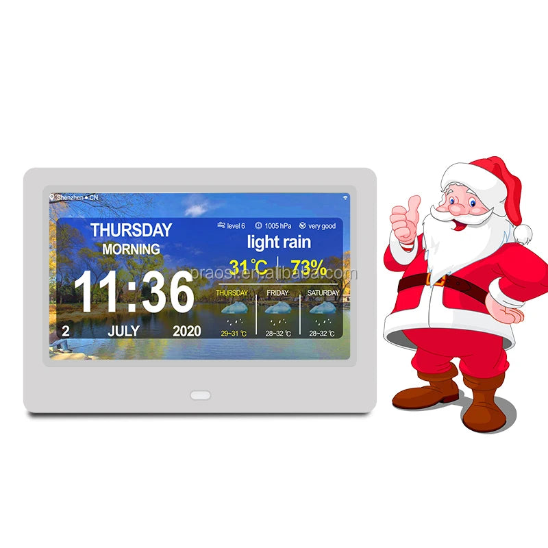 2024 New Hot Selling Table Top Smart Calendar Digital WiFi Seniors Alzheimer's Dementia Clock 7 Inch With Weather Forecast
