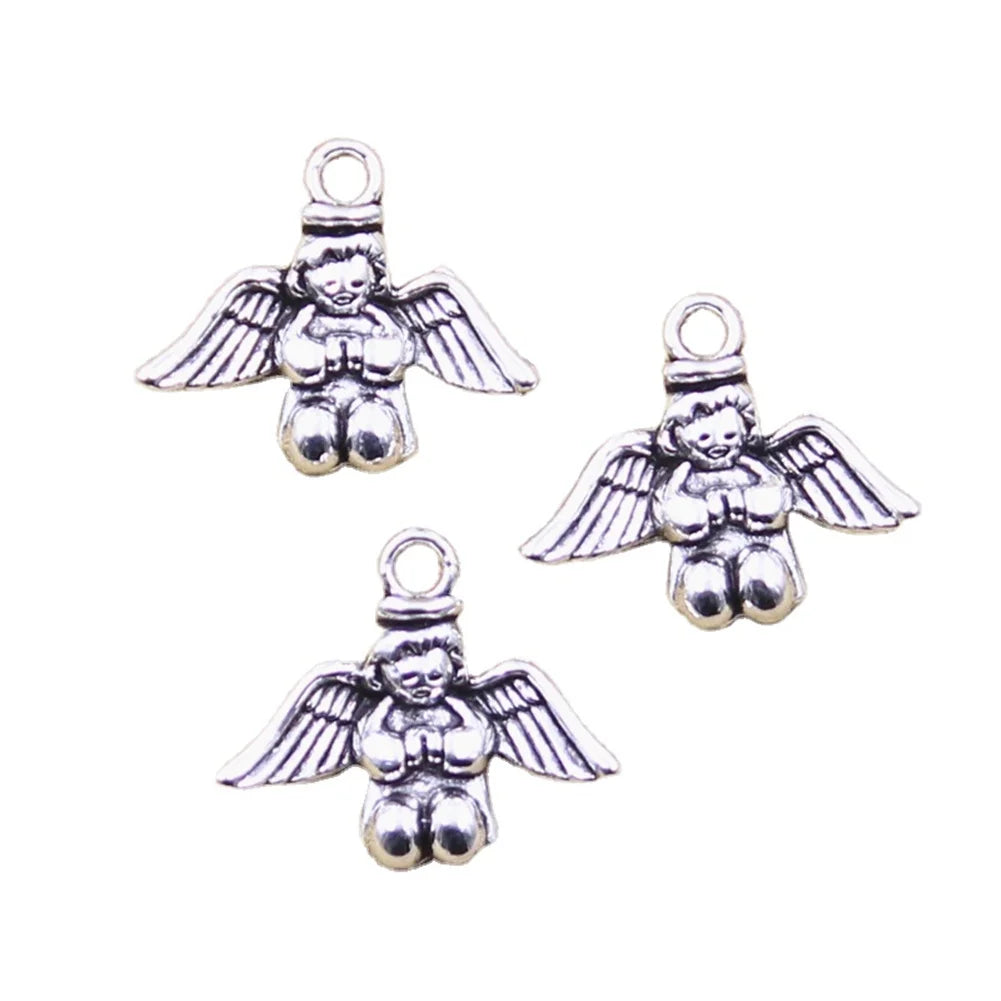 Angel Charms Antique Silver Color Alloy Lovely Angel Charms Pendant for Jewelry Making 20x25MM