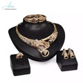 Women's Luxury 4-Piece Brazilian Saudi 18K Gold Dubai Bridal Jewelry Set Alloy Wedding Ring Party Bangles Gold African Fashion