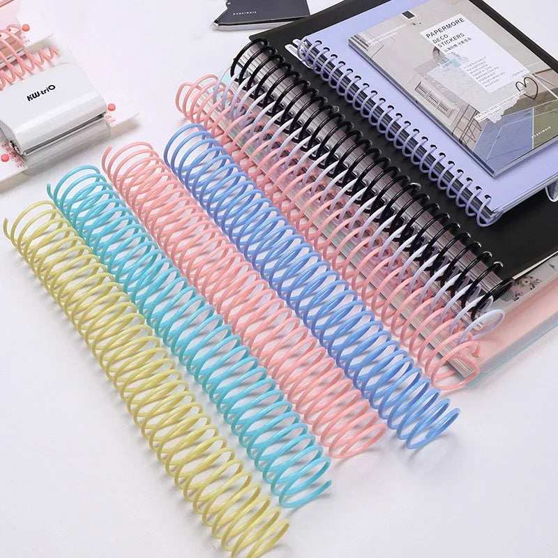 A4 Plastic PVC Spiral Binding Coil Notebook Single Wire Ring Single Coil Binding Supplies with 30-Hole Round Pattern Office Use