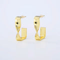 EM1209 Unique Boho Bohemian Bold 18k Gold Plated Twisted Rectangle Hoop Earrings