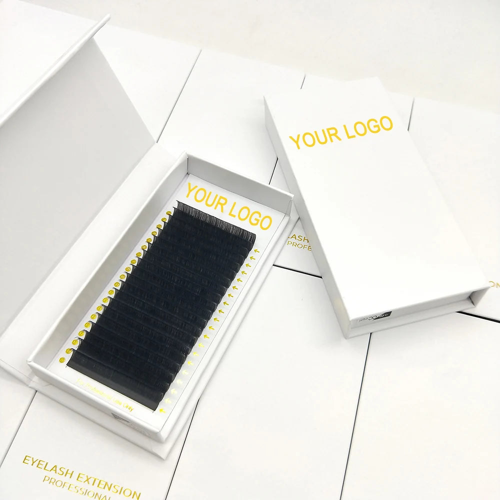Private Label Vegan Matte Black Volume Eyelash Extensions Wholesale Korean PBT Hand Made Cashmere Lash Supplies Vendor