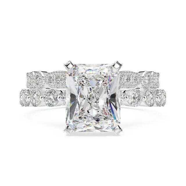 925 SILVER Rings Jewelry Hot Popular 5A CZ Stone Setting White Gold Wedding Ring Set for Girls Women