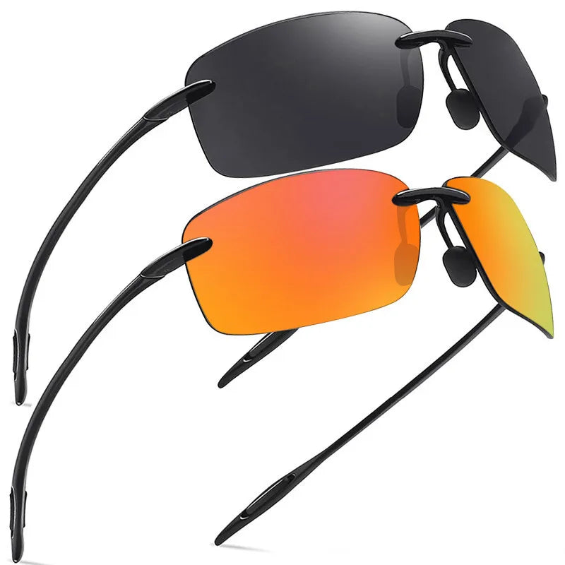 Logo Custom Men Women Driving Mirror Shades Outdoor Sport Fishing Sun Glasses UV400 TR90 Rimless Polarized Sports Sunglasses