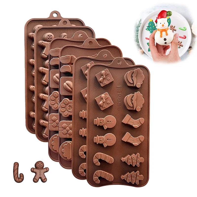 Chocolate Silicone Molds Christmas Designs Novelty Silicone Candy Molds Christmas Set Silicone Christmas Molds for Baking Candy