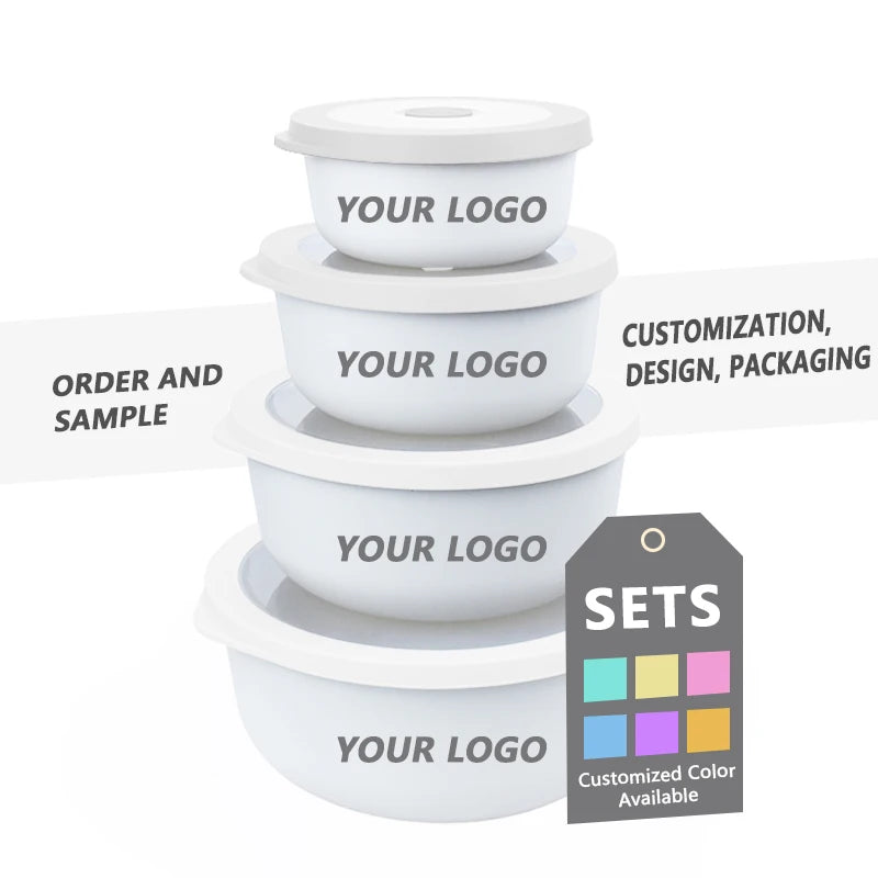 Kitchen Cabinets Refrigerator Storage Boxes Multi-Color Food Storage Container Set Stackable Eco-friendly Mix Nesting Bowl Set