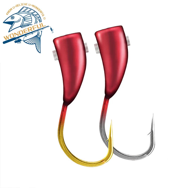 Bulk Red Head Golden Sharp Durable Overturned Barbed Lead Fishing Hooks