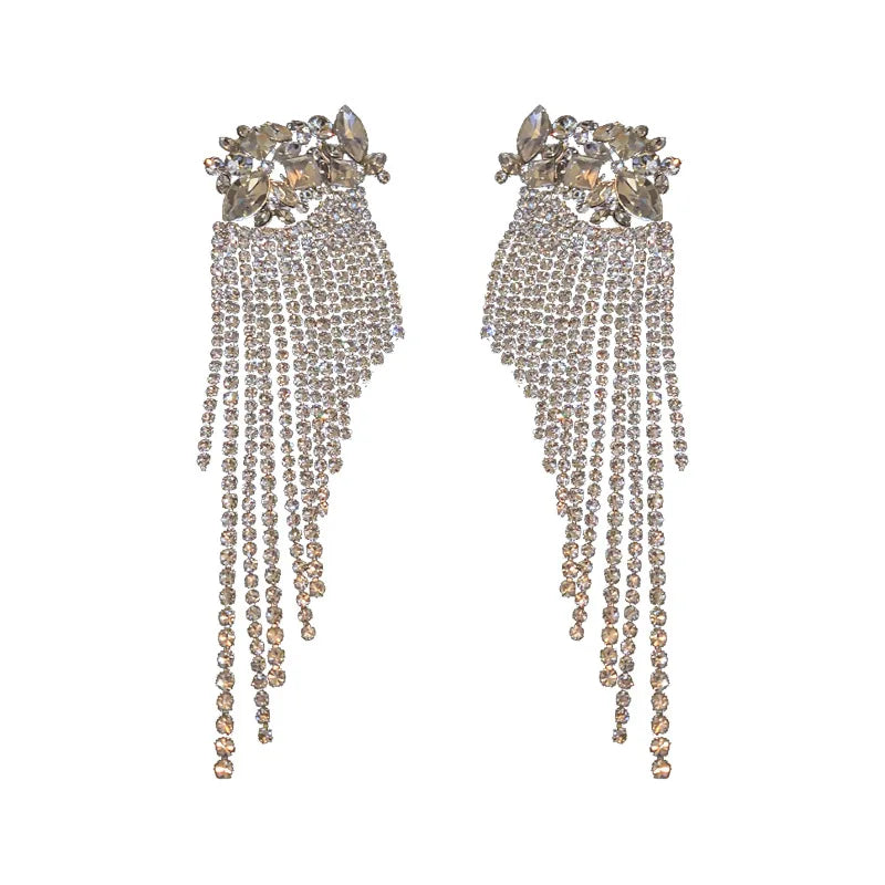 2025 Crystal sterling dangle rhinestone fringe earrings moissanite diamond earrings