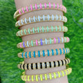BC2020 Dainty Diamond Zircon Cubic Zirconia Star Evil Eyes Bracelet Cuff BangleEnamel Rainbow Multicolor Line Stripe Bangles
