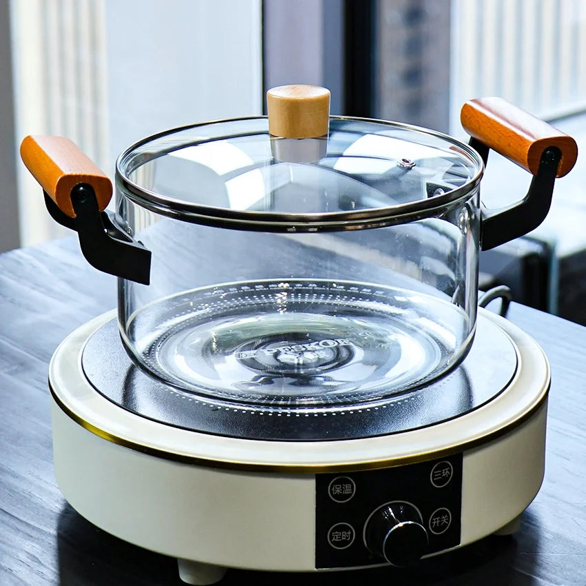 3L Hight Quality Large Capacity Reusable Dinnerware Cookware High Borosilicate Heat Resistant Glass Cooking Pot on Fire