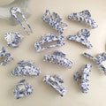 Blue White Porcelain Pattern Claw Hair Clip Acetic Acid Geometry Hair Clip Custom Chinese Style Large Acetate Hair Clips