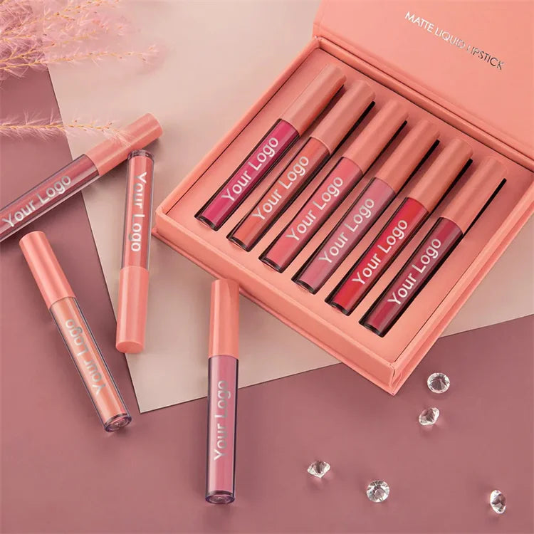 Lasting Matte Lipstick Lip Glaze Set Rose Red Beauty Makeup with Durable Waterproof Mineral Gloss Lipgloss Kit Cosmetics Vendors