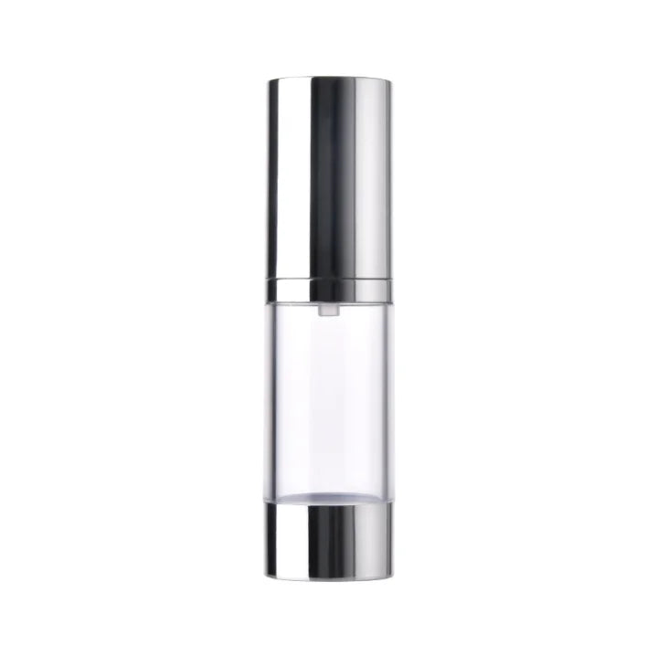 Hot Sale Shinning Matte Silver Cosmetic Packaging 15ml 30ml 50ml Face Care Airless Pump Lotion Bottle