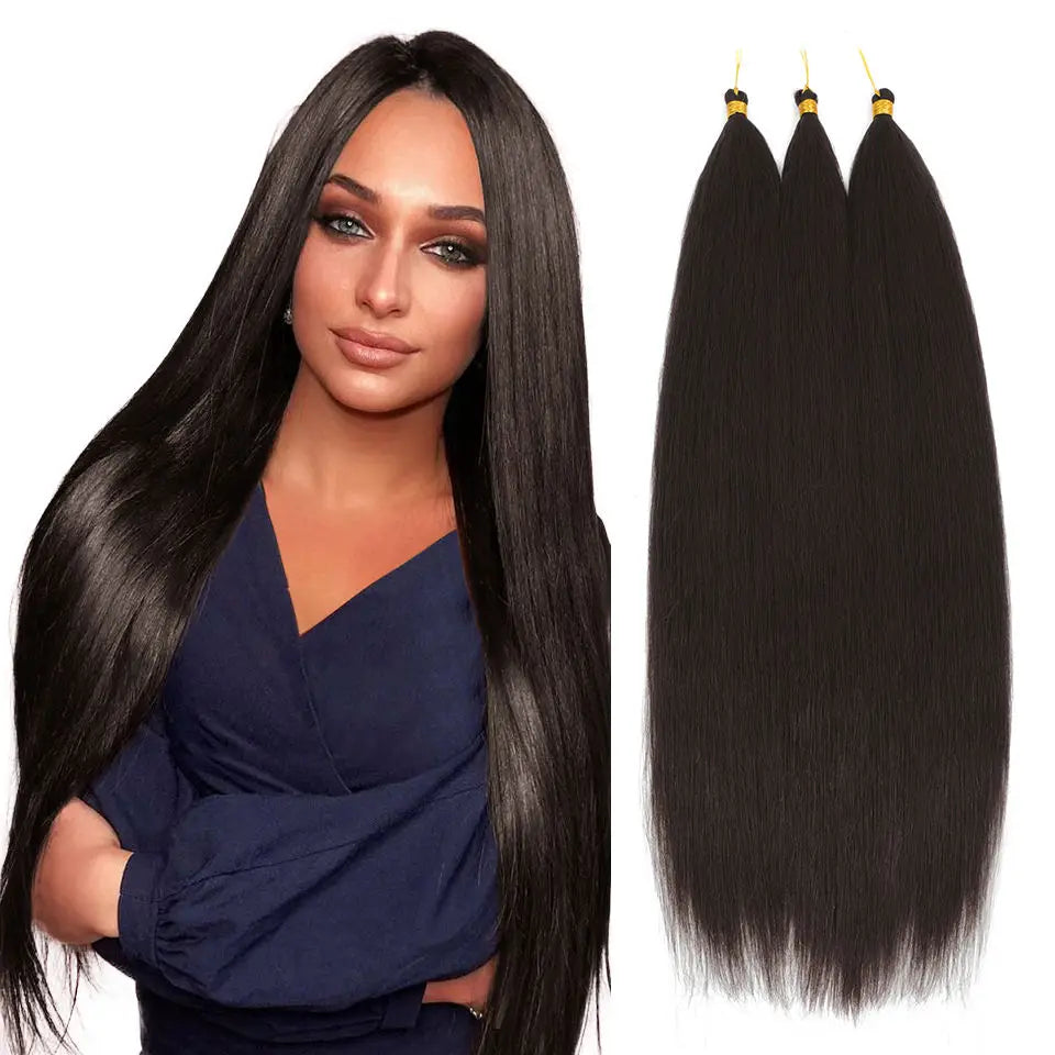 Wholesale 28"  Heat Resistant Premium Bio Protein Fiber Crochet Hair Ombre Soft Bulk Yaki Straight Synthetic Hair for Braiding